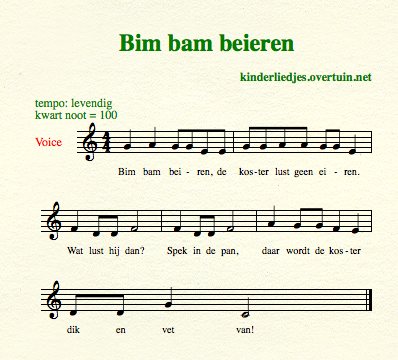 sheet music dutch children's song lyrics sacristan koster