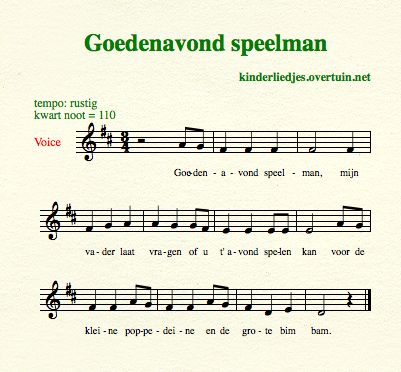 sheet music dutch children's songs translated in english fiddler playing speelman
