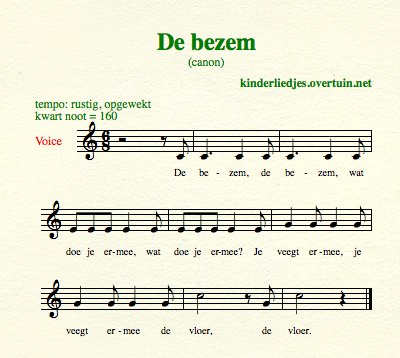 sheet music dutch folk song canon bezem thumb