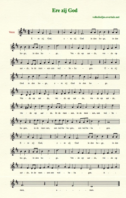 sheet music dutch christmas song ere zij god thumb
