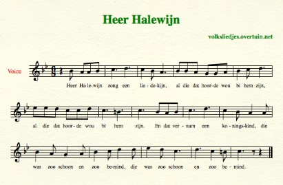 sheet music dutch medieval folk song heer halewijn thumb