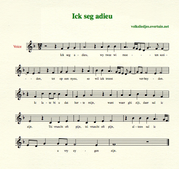 sheet music dutch medieval folk song adieu scheiden thumb